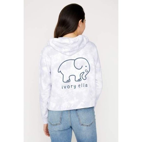 ivory ella Tops Ivory Ella Cropped Hoodie Moonstone Tie Dye Long